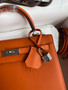 HERMES KELLY 28 SELLIER ORANGE EPSOM PALLADIUM HARDWARE HERMES KELLY 28 SELLIER ORANGE EPSOM PALLADIUM HARDWARE