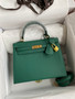 HERMES KELLY 28 SELLIER  Z6 MALACHITE EPSOM GOLD HARDWARE