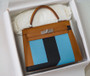 Hermes Kelly 28 Sellier Resort Gold Celeste Blue Palladium Hardware