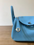 Hermes Mini Lindy 20cm Bag Blue de Nord Togo Palladium Hardware 