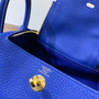 Hermes Mini Lindy 20cm Bag Electric Blue Togo Leather Gold  Hardware