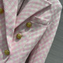 Balmain White and pale pink gingham print tweed jacket