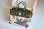 Hermes Limited Edition Birkin Bag 35 In 67 Vert Fonce Alligator and  Camouflage with Palladium hardware