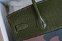 Hermes Limited Edition Birkin Bag 35 In 67 Vert Fonce Alligator and  Camouflage with Palladium hardware
