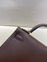 Hermès 46 Ebene/Orange Mini Kelly Pochette Chevre Mysore Leather  Gold hardware