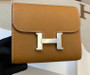 Hermes Constance Compact Passant wallet Gold Epsom Leather with Palladium Hardware Hermes Constance Compact Passant wallet Gold Epsom Leather with Palladium Hardware