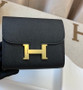 Hermes Constance Compact Passant wallet Black Epsom Leather with Gold Hardware Hermes Constance Compact Passant wallet Black Epsom Leather with Gold Hardware