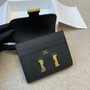 Hermes Constance Compact Passant wallet Black Epsom Leather with Gold Hardware
