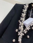 Balmain Black wool blazer with silver embroidery