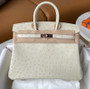 Hermes 3C Wool Birkin Bag 25cm KK Ostrich Leather Gold Hardware