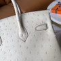 Hermes 3C Wool Birkin Bag 25cm KK Ostrich Leather Gold Hardware