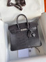 Hermes Birkin 25cm Graphite Alligator  with Palladium hardware