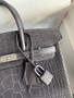 Hermes Birkin 25cm Graphite Alligator  with Palladium hardware
