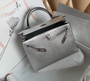 Hermes 25cm Limited Edition Metallic Silver Chevre Leather Sellier Kelly Bag with Palladium Hardware