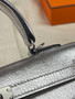 Hermes 25cm Limited Edition Metallic Silver Chevre Leather Sellier Kelly Bag with Palladium Hardware