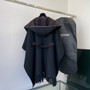 Louis Vuitton 1A83TO  HOODED WRAP CAPE COAT IN WOOL AND SILK WITH FRINGE