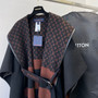 Louis Vuitton 1A83TO  HOODED WRAP CAPE COAT IN WOOL AND SILK WITH FRINGE