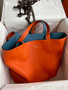 Hermes Double Sens Tote 30 Orange & Blue Jean 