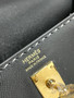 HERMES LIMITED EDITION KELLY 25 MISS YOU SELLIER UN POINT SUR DEUX NOIR BLACK MONSIEUR GOLD HARDWARE