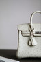Hermes Craie Birkin Bag 25cm KK Ostrich Leather Palladium Hardware