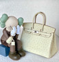 Hermes Craie Birkin Bag 25cm KK Ostrich Leather Palladium Hardware