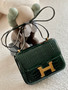 Hermes Vert Fonce Matte Crocodile Constance Mini 18/19 Handbag