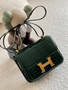 Hermes Vert Fonce Matte Crocodile Constance Mini 18/19 Handbag