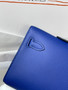  HERMES KELLY CUT CLUTCH BAG BLUE ELECTIRC EPSOM PALLADIUM HARDWARE