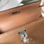 Hermès Quebracho Chevre Mini Kelly II Chevre  Mysore Leather Palladium hardware