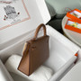Hermès Quebracho Chevre Mini Kelly II Chevre  Mysore Leather Palladium hardware