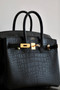  HERMES BIRKIN 30 BAG MATT BLACK ALLIGATOR GOLD HARDWARE