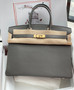  Hermes 8F Gris Etain Birkin 35 Swift GHW
