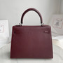HERMÈS KELLY 25CM ROUGH SELLIER CHEVRE GOATSKIN PALLADIUM HARDWARE