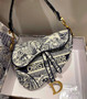 Christina Dior SADDLE BAG Blue Toile de Jouy Embroidery Christina Dior SADDLE BAG Blue Toile de Jouy Embroidery