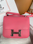 Hermes 8W Rose Azalee  Constance 19cm Evercolour Palladium  Hardware