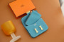 Hermès Constance Slim wallet Blue Jean Epsom leather Gold hardware 