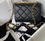 Chanel Diamanté & Gold Metal MINI FLAP BAG 2022 BLACK