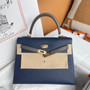 Hermes  Blue Agate/EtainKelly 25 cm Epsom Gold Hardware