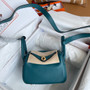 Hermes Mini Lindy 20cm Bag Vert Bosphore Epsom Leather Gold  Hardware
