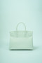 Vintage Hermès Birkin 30 White Epsom with Custom Feather Panel & Palladium Hardware 
