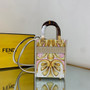  Fendi Mini Sunshine Shopper Fendace Printed FF leather mini bag White 