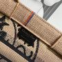 CHRISTIAN DIOR MEDIUM DIOR BOOK TOTE Beige Jute Canvas Embroidered with Dior Union Motif