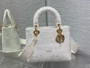 Christian Dior MEDIUM LADY D-LITE BAG Natural Embroidery with Macramé Effect  White
