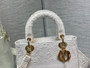 Christian Dior MEDIUM LADY D-LITE BAG Natural Embroidery with Macramé Effect  White