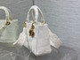 Christian Dior MEDIUM LADY D-LITE BAG Natural Embroidery with Macramé Effect  White