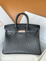 Hermes Black Birkin Bag 25cm KK Ostrich Leather Gold Hardware