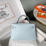 Hermès Bleu Pale  Mini Kelly II Chevre  Mysore Leather Palladium hardware