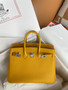 Hermes Birkin Touch 25 Amber Shiny Niloticus Crocodile & Togo leather with Gold Hardware