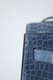 Hermes Blue Jean Kelly 32 in Porosus Crocodile with Palladium hardware