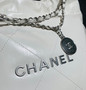  CHANEL 22 SMALL HANDBAG SILVER LOGO WHITE CALF